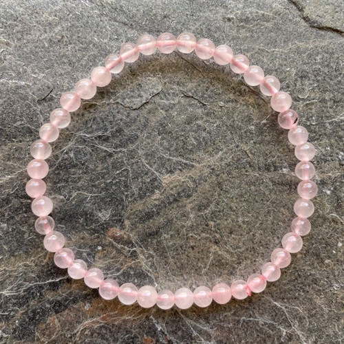 Rose Quartz 4 mm Round Bead Stretch Bracelet