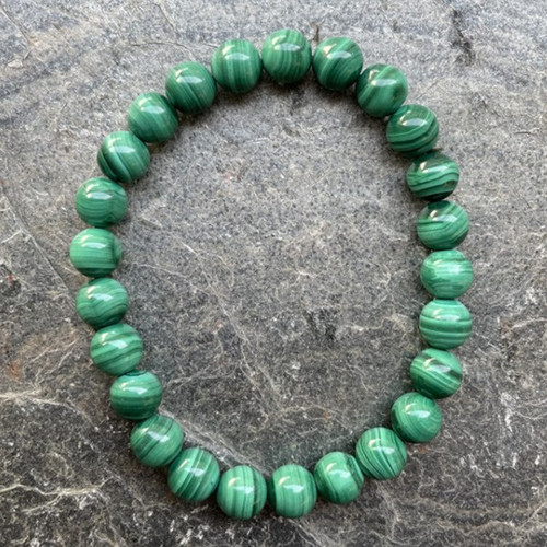 Malachite 8 mm Round Bead Stretch Bracelet