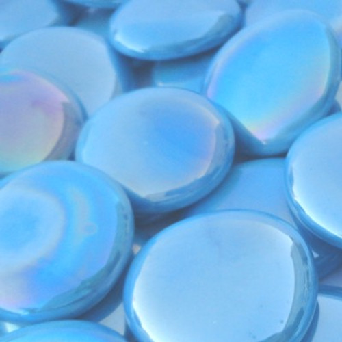 10 lbs Large Sky Blue Glass Gems 35-45 mm Approx 1.5 inch Opaque Iridescent Mosaic Quality