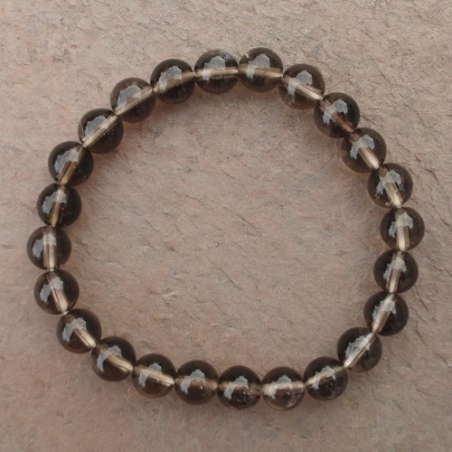 Smokey Quartz 8 mm Round Bead Stretch Bracelet