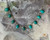 Turquoise 9 Stone Chain Linked 16" Necklace Sterling Silver