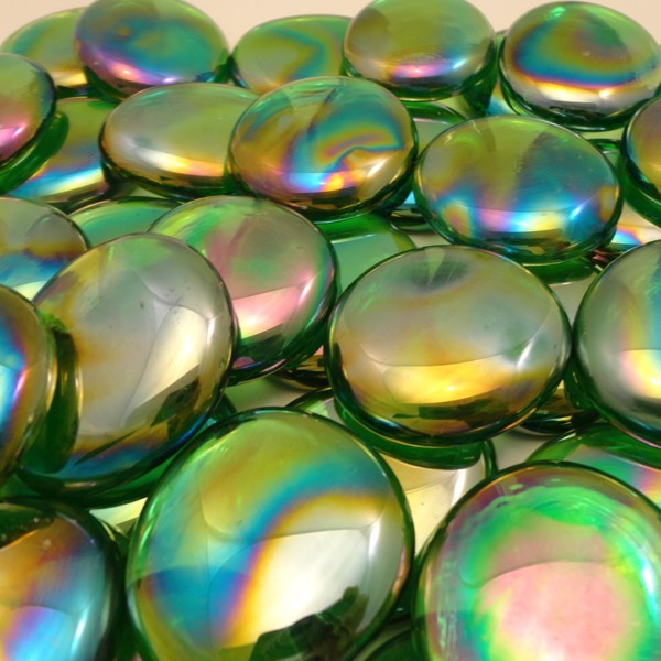 10 lbs Large Light Green Glass Gems 35-45 mm Approx 1.5 inch Clear Iridescent Mosaic Quality