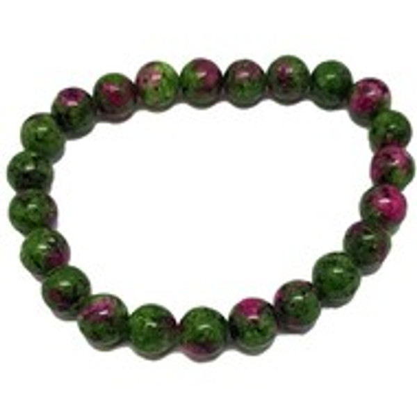 Ruby Zoisite 8 mm Round Bead Stretch Bracelet