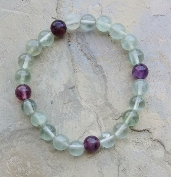 Fluorite 8 mm Round Bead Stretch Bracelet