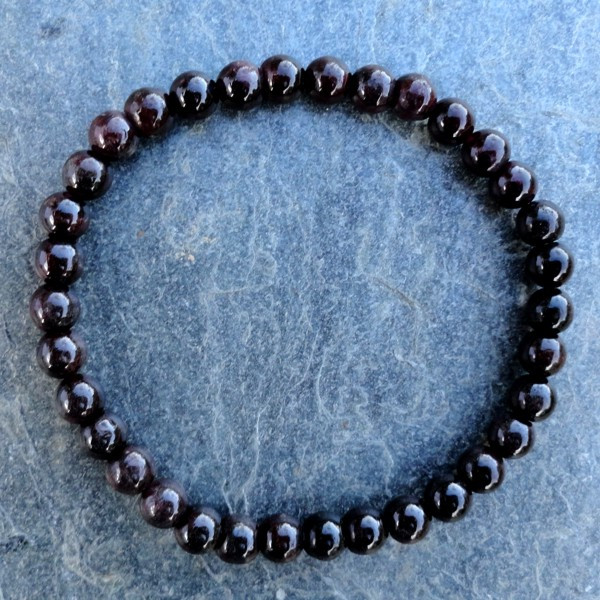 Garnet 6 mm Round Bead Stretch Bracelet