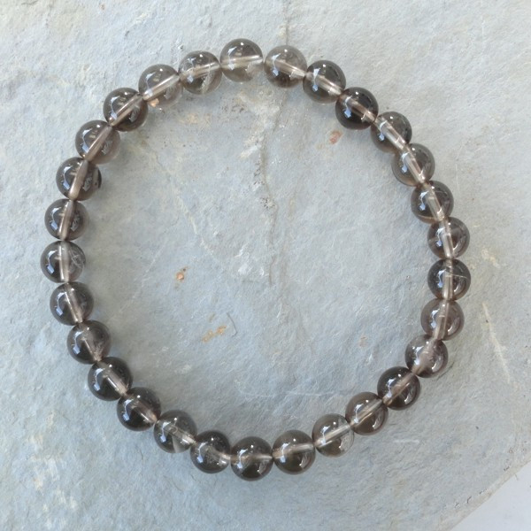 Smokey Quartz 6 mm Round Bead Stretch Bracelet