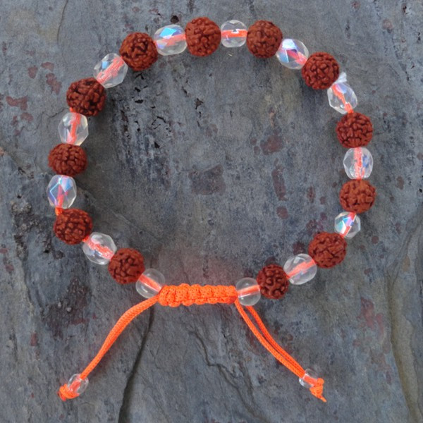 Rudraksha with Quartz Bead at End Bracelet