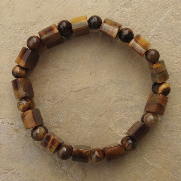 Tigers Eye Double Strand Stretch Bracelet 15 mm