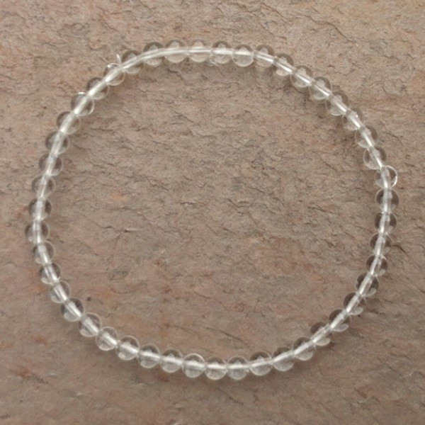 Quartz Clear 6 mm Round Bead Stretch Bracelet