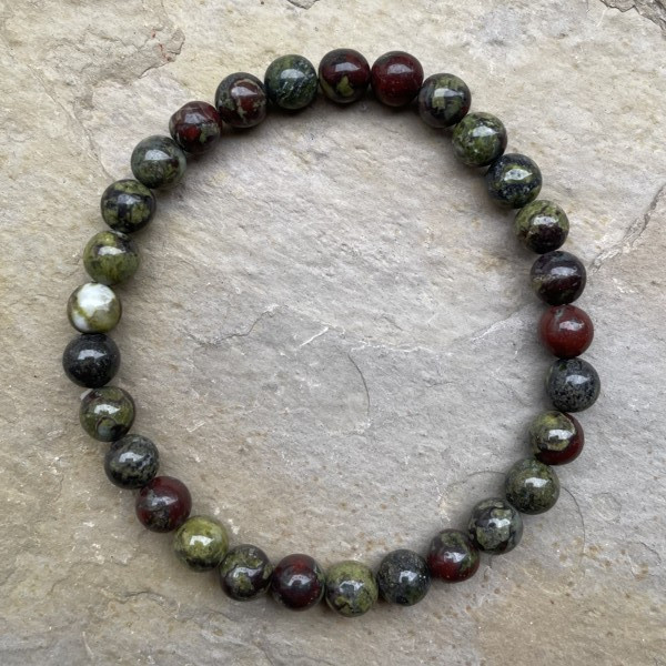 Bloodstone 6 mm Round Bead Stretch Bracelet 