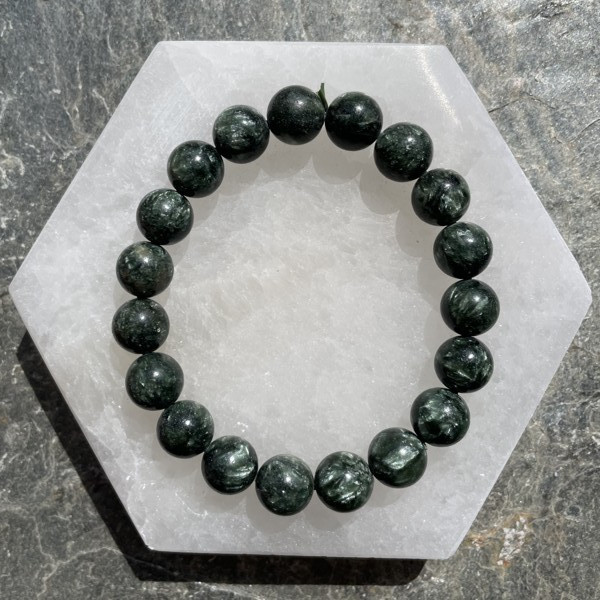 Seraphenite 10 mm Round Bead Stretch Bracelet