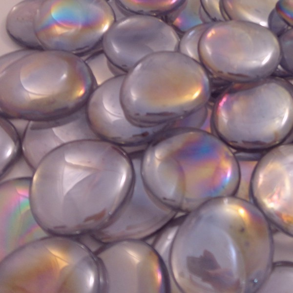 10 lbs Large Winter Lilac Glass Gems 35-45 mm Approx 1.5 inch Clear Iridescent Mosaic Quality