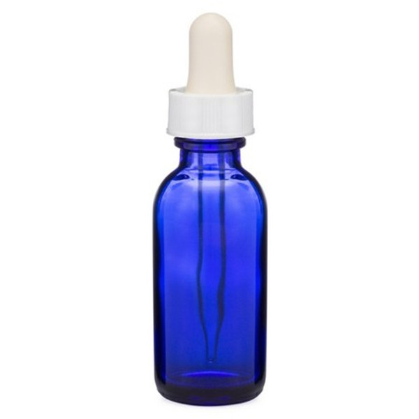 1 oz Cobalt Blue Glass Bottle with White Dropper