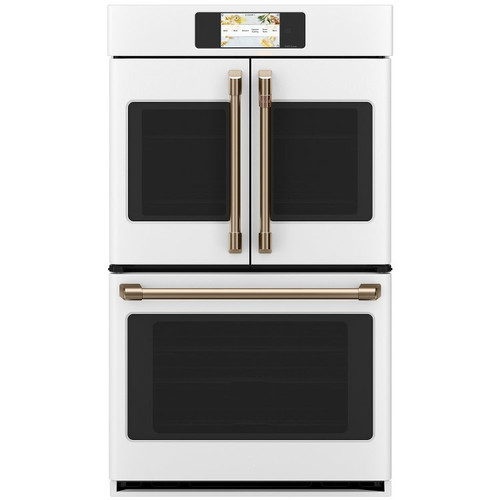 Cafe Professional Series 30" Matte White Smart Built-In Convection French-Door Double Wall Oven