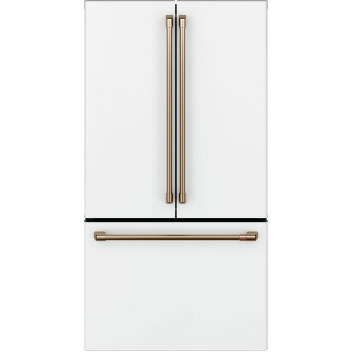 Cafe 23.1 Cu. Ft. Counter-Depth French-Door Refrigerator 36-Inch Wide in Matte White with Brushed Bronze Hardware
