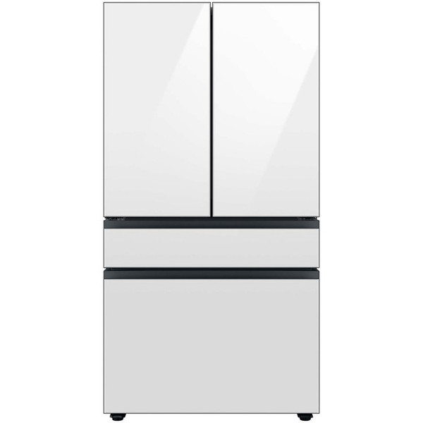 Samsung 23 Cu. Ft. Bespoke Counter Depth 4-Door French Door Refrigerator With Beverage Center 36-Inch Wide in White Glass