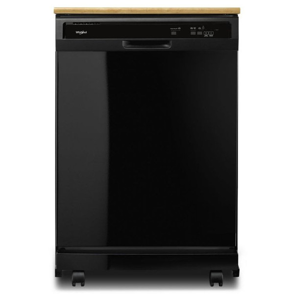 Whirlpool 24" Black Heavy-Duty Portable Dishwasher With 1-Hour Wash Cycle
