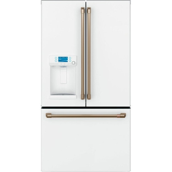 Cafe 22.1 Cu. Ft. Counter-Depth French-Door Refrigerator 36-Inch Wide ADA in Matte White with Brushed Bronze Hardware