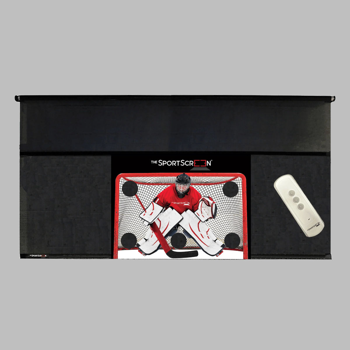 The SportScreen Remote Controlled Rollup Shooting Tarp from xHockeyProducts.com USA