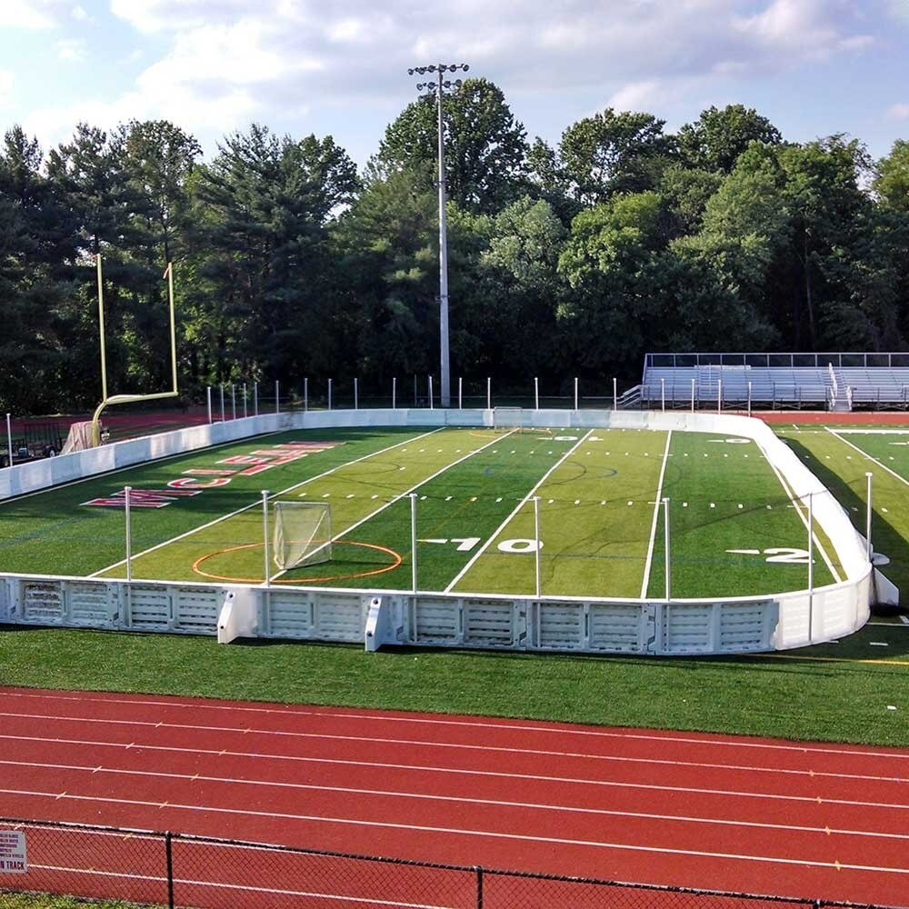 Boards on a turf field