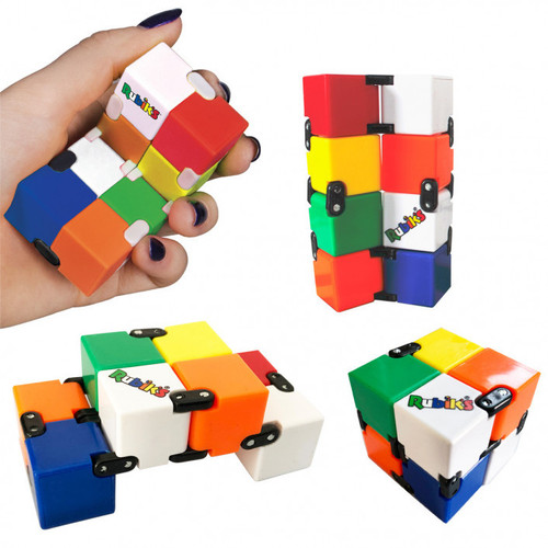 Rubiks Infinity Cube (Colours)

Rubiks original Infinity Cube is a FIDGET CUBE TOY FOR FIDGETERS. FIDGET LIKE A BOSS. Playable with one hand. Prime fidgeting toy for little children, teens and adults. Perfect for girls, boys, women and men. Pocket-size and lightweight, so you can bring it to school or to the office. With its discrete and ergonomic style, it’s cool to play with and do a lot of tricks. The rivets are covered for a classier and professional look. Composed with eight (8) tough ABS plastic blocks linked together with strong stainless steel metal rivets. Durable and can withstand constant flipping and folding.

FUN and ADDICTIVE Rubiks FIDGET STIMMING TOY FOR KIDS AND ADULTS. Have fun for hours while practicing and improving finger flexibility. Keep your hands and minds busy during class or work. Lessen phone and other technology induced stress. It’s a wonderful desk accessory, time killer, conversation starter and everyday carry device. Great office desk accessory when not used or played with.

FIDGET IN STYLE: Rubik's Infinity Cube is a fidget stimming toy. Twist and fold the eight (8) hinged cubes into different positions and form different shapes. The pocket-size fidget toy is small, lightweight, easy to carry and playable with one hand.
MOOD STABILIZER: Rubik's Infinity Cube helps to overcome depression, stress, ADHD, Autism and anxiety. Promotes a calm and stable mood when you focus on flipping and folding it, at home, at workplace or on travel.
ADDITIVE TOY: Rubik’s Infinity Cube is an addictive fidget toy, a perfect traveling companion for adults and +6 kids to stay calm and relax at airport, in bus, train, airplane, etc. or for killing idle times at home, school and workplace.
PREMIUM QUALITY: Rubik's Infinity Cube is a premium toy from the classic Rubik's Cube! Made of eight (8) high quality ABS plastic cubes hinged by stainless steel metal rivets. Its durable material, smooth surface, curved edges and ergonomic design.
ULTIMATE GIFT IDEAS: The pocket-size Rubik's Infinity Cube is a wonderful executive desk accessory and a perfect gift for Thanksgiving, Christmas, birthday, anniversary, celebrations and more. Available in Solid colors and Pattern colors.

670628756391
