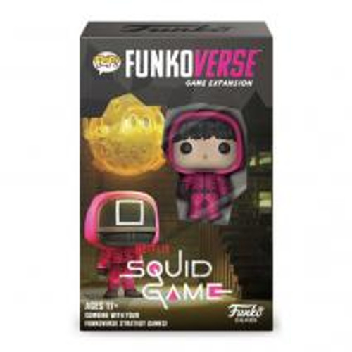 Funkoverse - Squid Game 1-pack Expandalone

Includes an exclusive Squid Game Funko Pop! figure and removable mask found only in this game!

Age Range: Ages 17 and up
Players: 2-4 Players
Play time: 20-60 minute gameplay

In the Funkoverse Strategy Game, you combine your favorite characters and go head-to-head in exciting game scenarios. Each turn, you select one of your characters and perform two actions. Each character has access to basic actions like moving and challenges as well as several unique abilities that may be performed only by spending ability tokens. Funkoverse uses an innovative "cooldown" system - the more powerful the ability, the longer it will take for the ability token to become available again - so players have to spend their ability tokens wisely. Each character in Funkoverse is unique, so players are encouraged to try out different combinations of characters and items in order to discover their favorite synergies and powerful strategies for the different game scenario.

Funkoverse Strategy Game: Squid Game 101 1-Pack

Two characters in one! Includes two character cards with unique abilities so you can play as the faceless Masked Manager, or remove the mask and play as the undercover detective Jun-ho!

When playing as the Masked Manager, stay as still as possible to increase the reach of your attacks!
As the detective Jun-ho, gather Evidence Tokens to power up your abilities!

0889698655569
