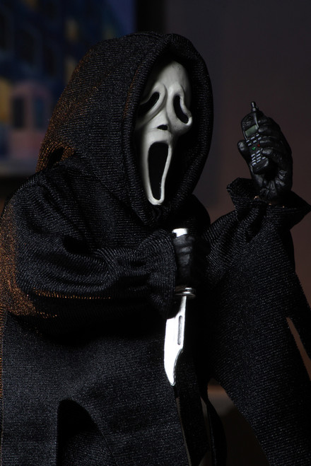 Scream - Ghostface 8" Clothed Action Figure

“Do you like scary movies, Sidney?” Making a return to the 8″ Clothed format is Ghost Face from Scream!

Ghost Face stands 8″ tall and is fully poseable, with a tailored robe, hood and sleeves modeled after the real life Ghost Face costume. He features a screen-accurate sculpted mask, interchangeable hands, and comes complete with his signature knife.

Blister card packaging with removable protective clamshell and all new custom illustrated artwork.

41373

634482413739