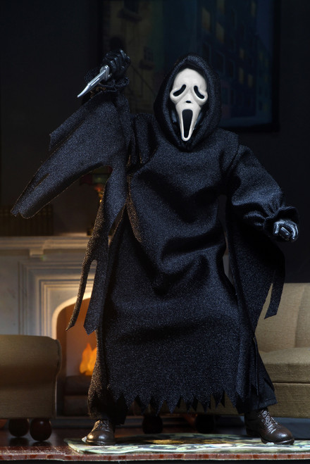 Scream - Ghostface 8" Clothed Action Figure

“Do you like scary movies, Sidney?” Making a return to the 8″ Clothed format is Ghost Face from Scream!

Ghost Face stands 8″ tall and is fully poseable, with a tailored robe, hood and sleeves modeled after the real life Ghost Face costume. He features a screen-accurate sculpted mask, interchangeable hands, and comes complete with his signature knife.

Blister card packaging with removable protective clamshell and all new custom illustrated artwork.

41373

634482413739