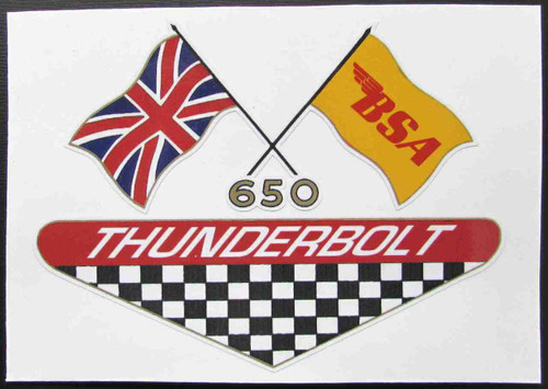 BSA 650 THUNDERBOLT CUSTOM SIDE COVER DECAL 5.25" X 3.75"