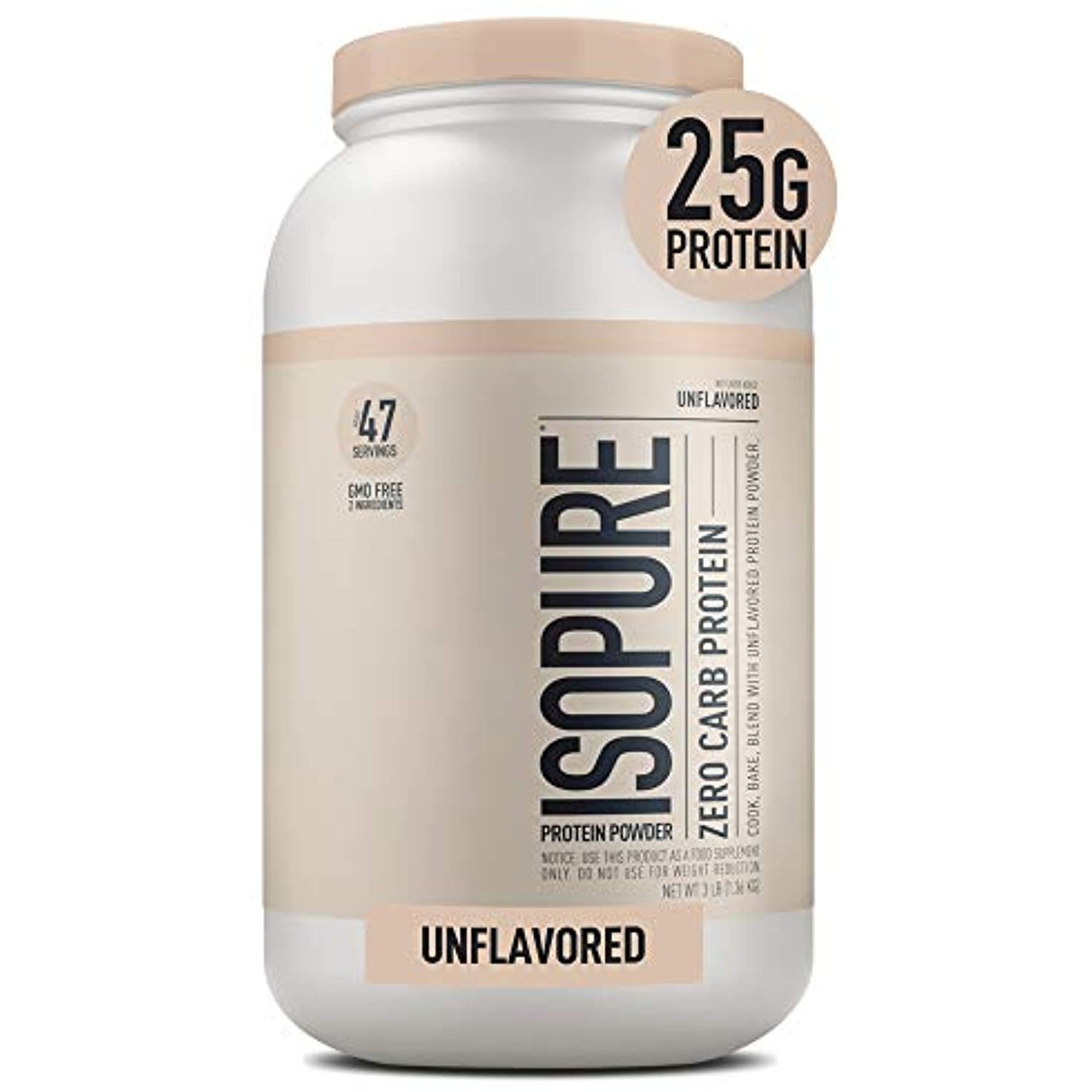 Isopure Zero Carb Unflavored 25g Protein, 100% Whey Protein Isolate ...