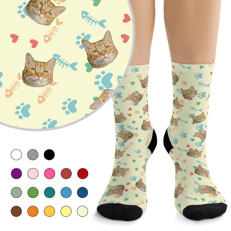 Custom Socks - Hearts, Fish Bones, Paws (color)