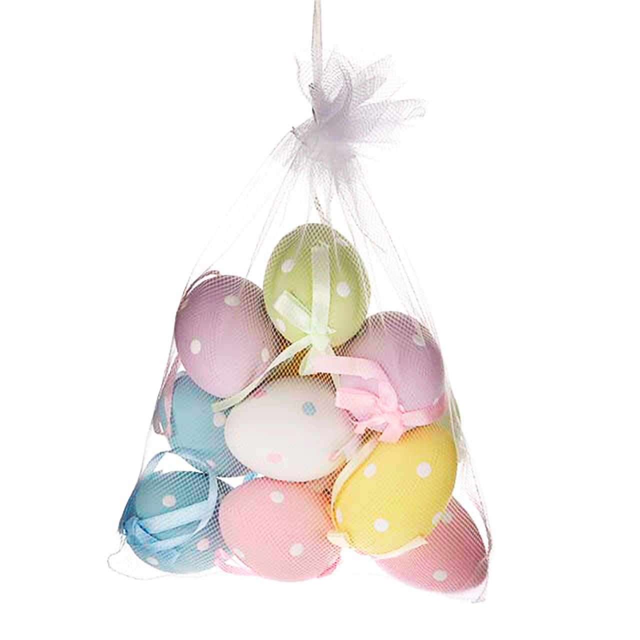 Hanging Easter Eggs 6cm Pastel Polka Dot x 12