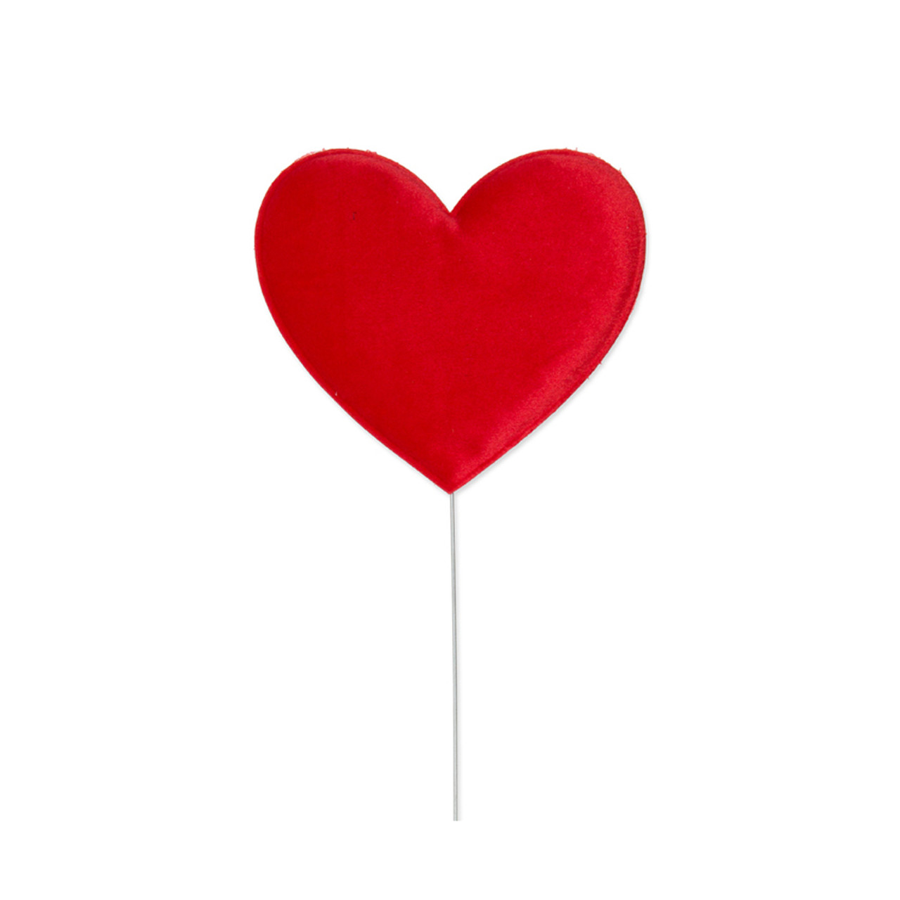 Red Velvet Heart Valentine Picks 30cm x Pack of 6