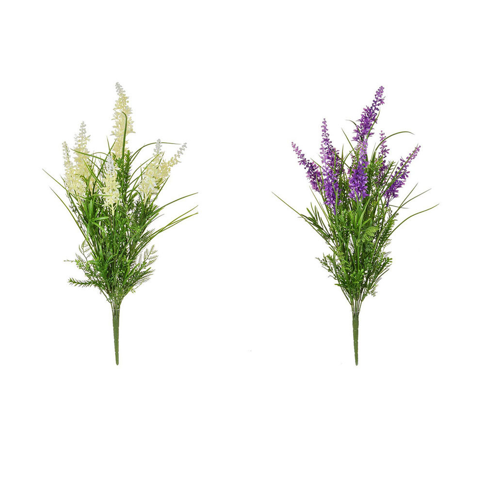 Fire Retardant Artificial Grass and White Flower Mix 44cm/17in Tall