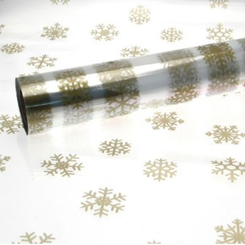 Cello Roll Christmas with Gold Snowflake 80cm x 100m