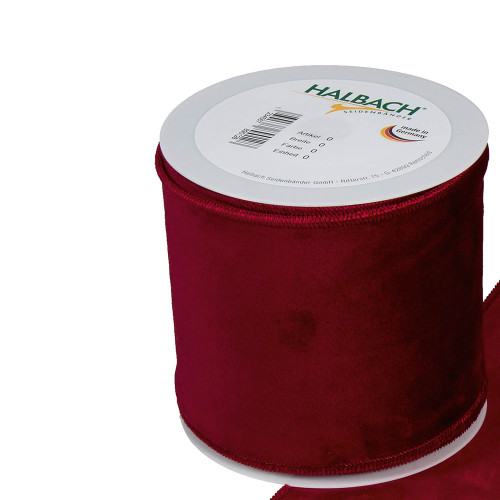 Velvet Fabric Ribbon 100mm x 8m Burgundy Red