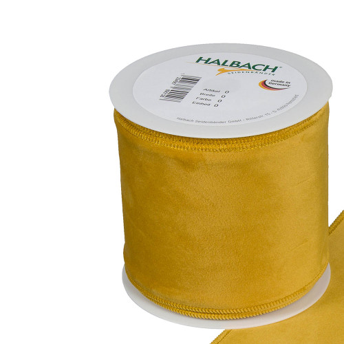 Velvet Fabric Ribbon 100mm x 8m Mustard Yellow