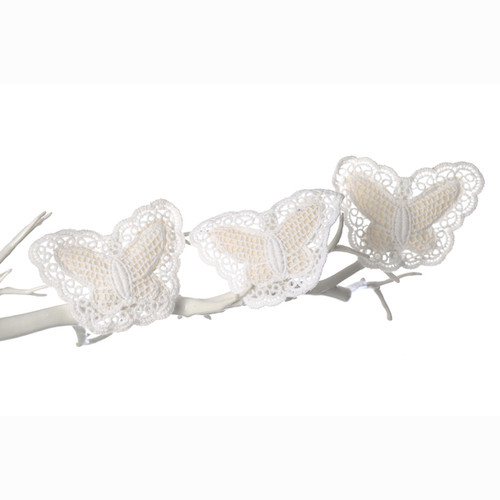 Butterfly Lace Vintage Style Clips White x 6