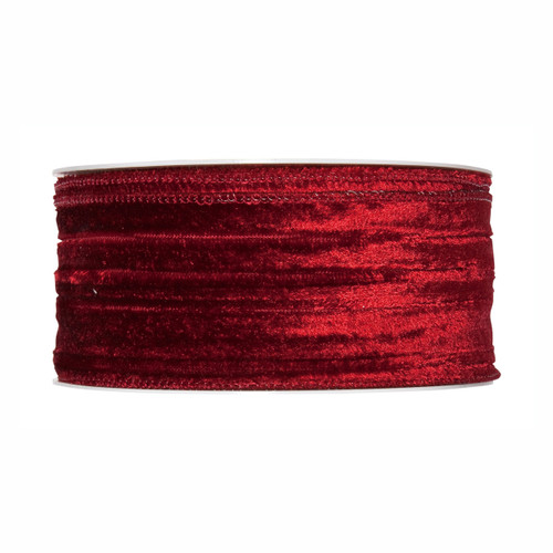 Velvet Crushed Ribbon 50mm x10m Wine Red