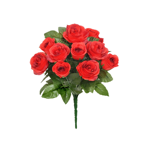 Faux Silk Open Rose Bouquet Red