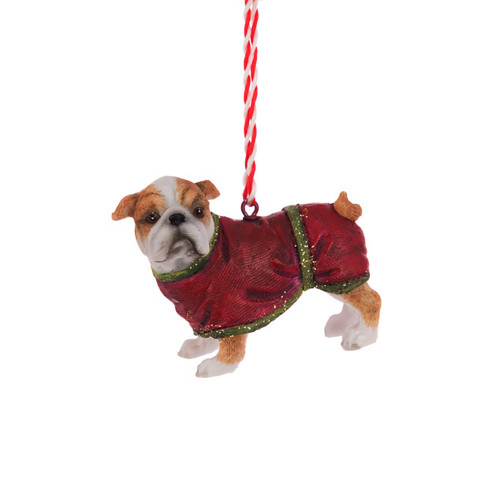 Bulldog Pup Festive Resin Hanging Tree Ornament