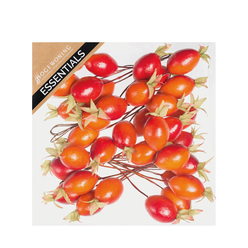 Artificial Rosehip Berry Picks in Orange