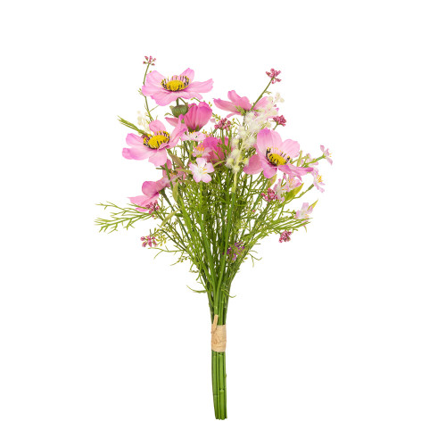 Cosmos Artificial Meadow Flower and Foliage Bouquet Light Pink