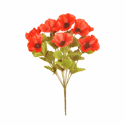 Poppy Bouquet 9 Red Artificial Heads 43cm