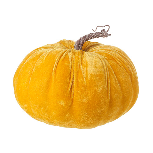 Velvet Pumpkin Seasonal Decoration Yellow