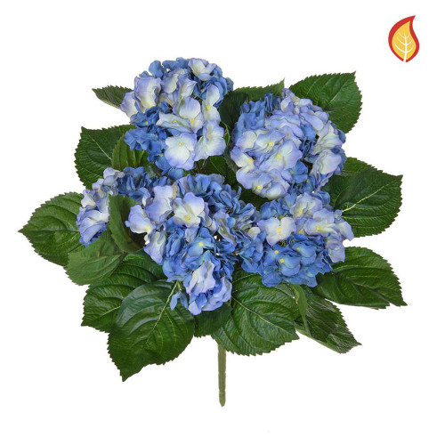 Faux Silk Blue Hydrangea Flower Bush Fire Retardant