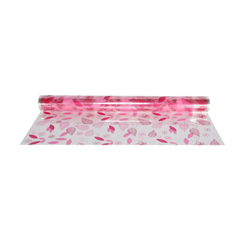 Cello Roll Clear With Printed Hope Leaf Motif Pink Cerise