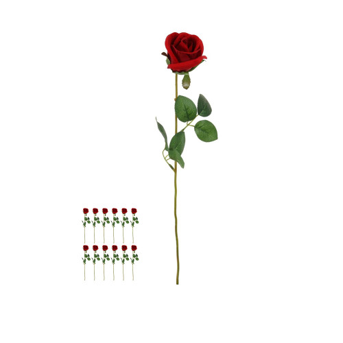 Faux Silk Valentine Velvet Red Rose x 12