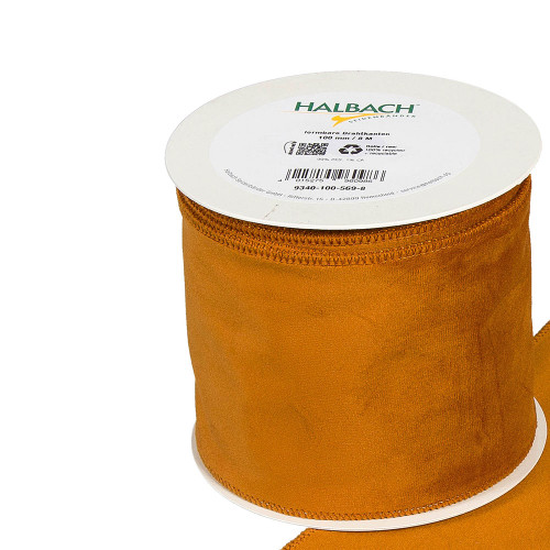 Velvet Fabric Ribbon 100mm x 8m Rust