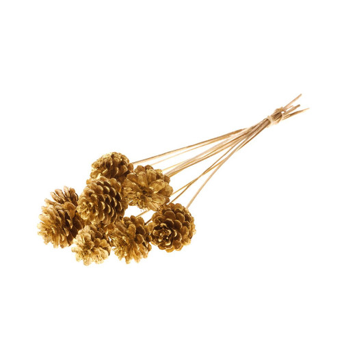 Gold Natural Pine Cones On Sticks x 10